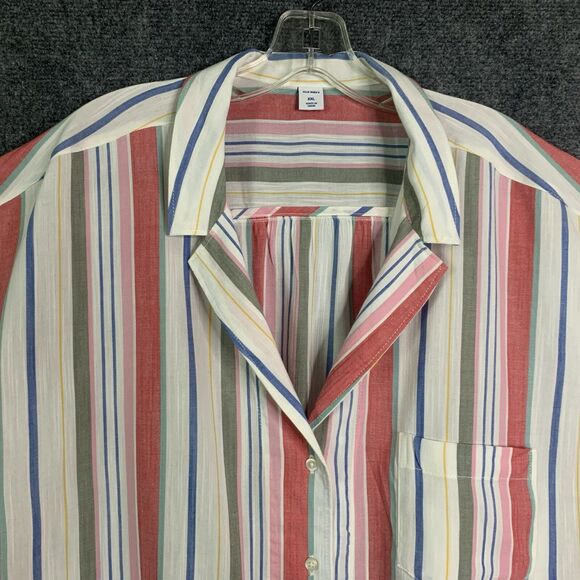 Old Navy Striped Shirt Women XXL Cap Sleeve Tie Waist Cool Summer Cotton Rayon - Picture 2 of 12